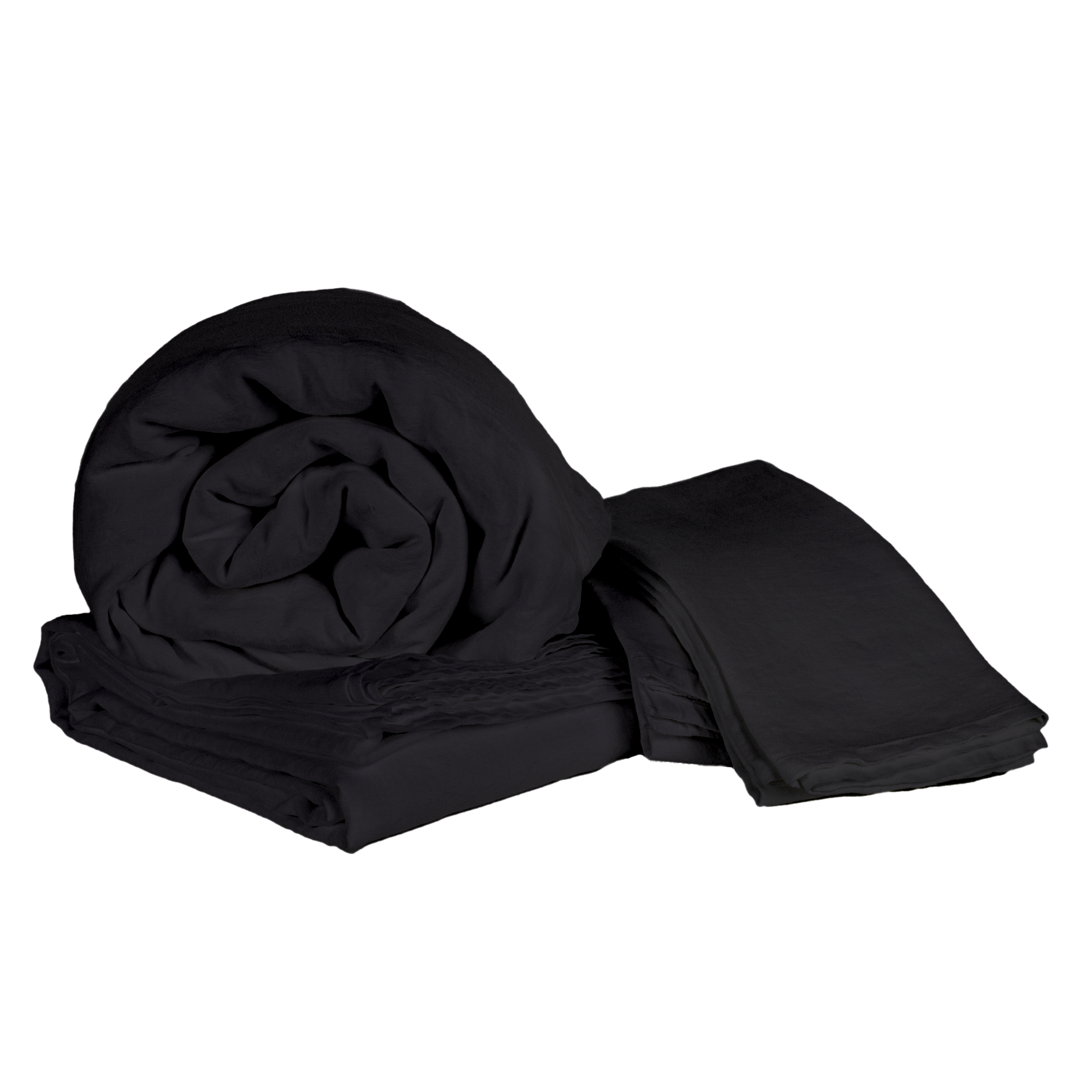 Smoke Vintage Linen Sheet Set - Rolled Bundle Product View | MATTEO