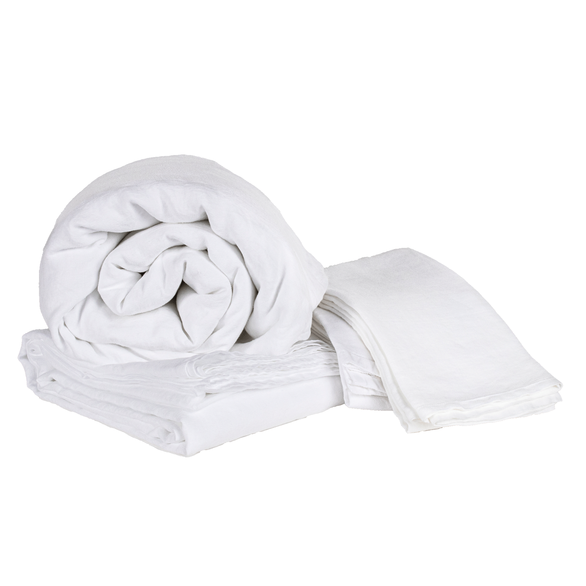 White Cotton Nap Fitted Sheet - Rolled and Folded Bundle with Pillowcases | MATTEO