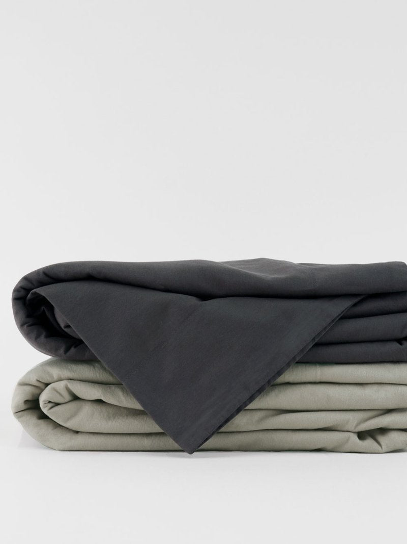 Organic Cotton Sateen Duvet Cover Clearance 50% - Coal