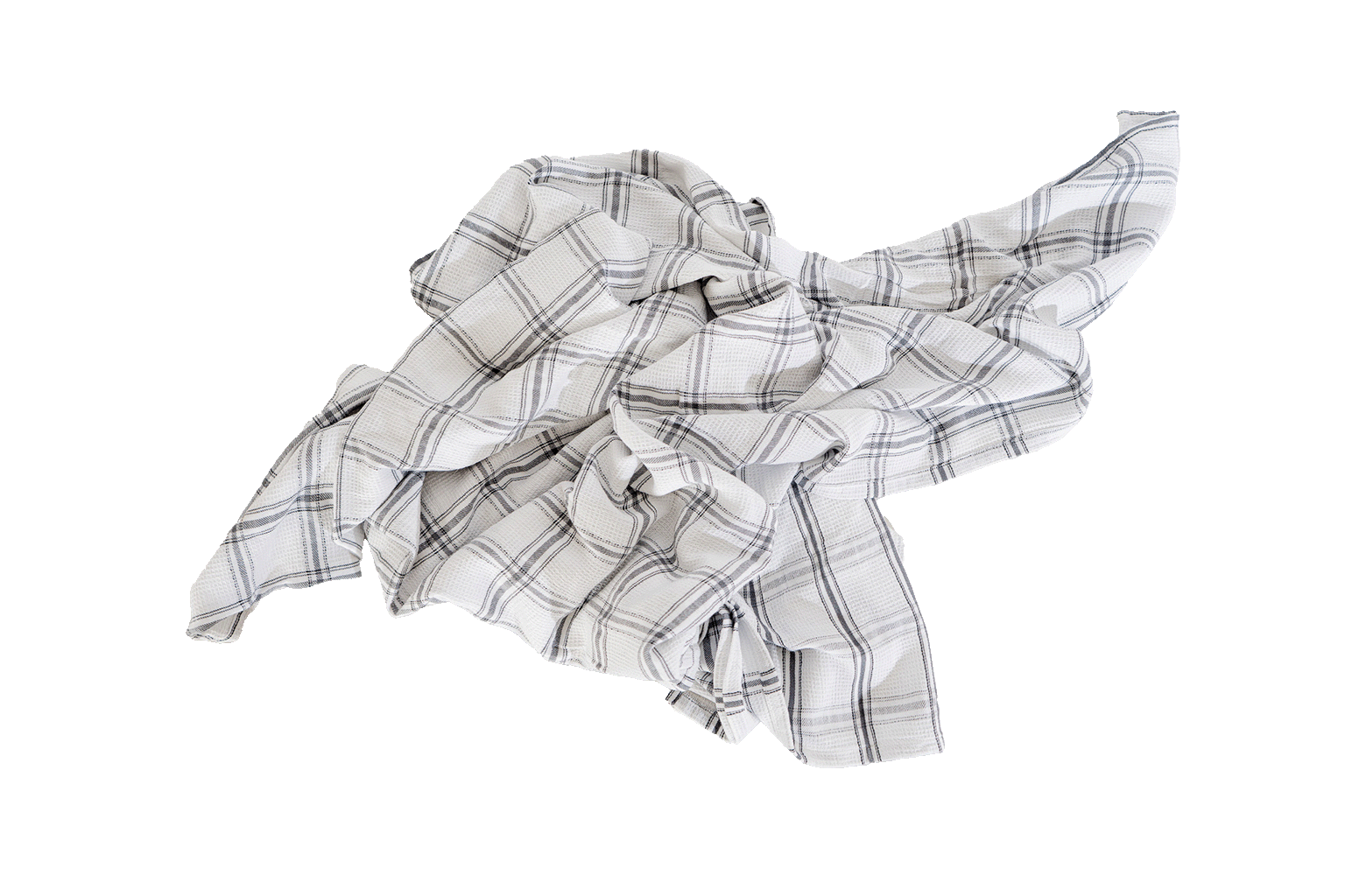 White Cotton Cucina Vintage Kitchen Towel - Draped Plaid Weave Detail | MATTEO