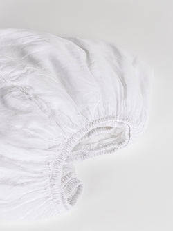 Vintage Linen Fitted Sheet - White