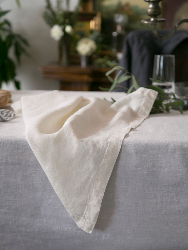 Washed Linen Napkins in Various Colors. Herringbone Weave, Washed